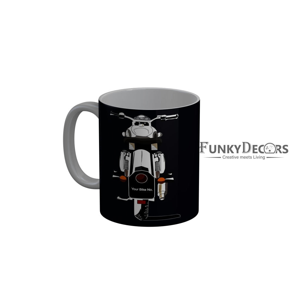 FunkyDecors Royal Enfield Black Ceramic Coffee Mug, 350 ml