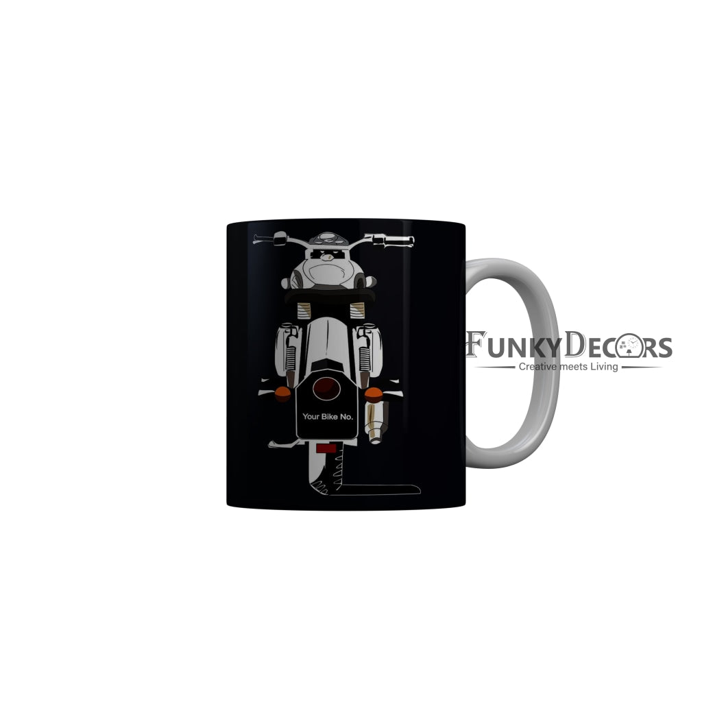 FunkyDecors Royal Enfield Black Ceramic Coffee Mug, 350 ml