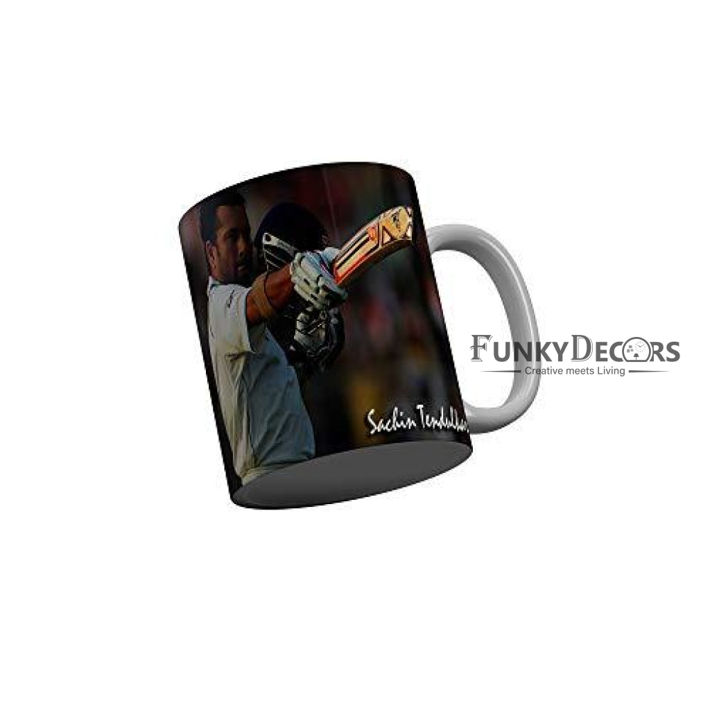Funkydecors Sachion Tendulkar Indian Cricket Team Player Ceramic Mug 350 Ml Multicolor Mugs