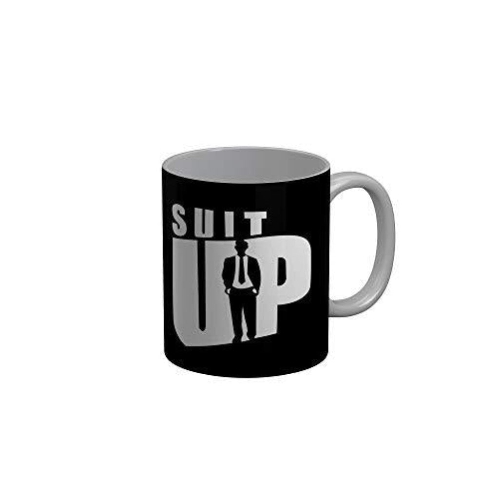 Funkydecors Suit Up Black Quotes Ceramic Coffee Mug 350 Ml Mugs