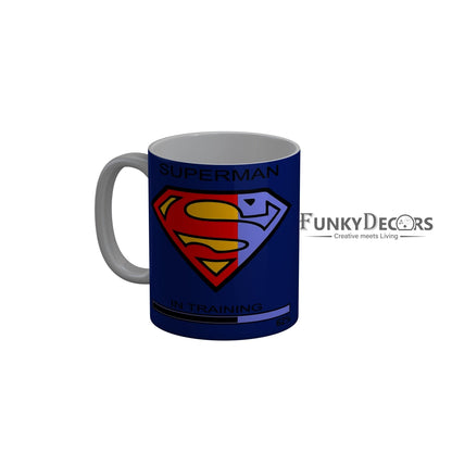 FunkyDecors Superman Blue Quotes Ceramic Coffee Mug, 350 ml
