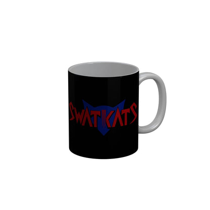 FunkyDecors Swatkats Black Quotes Ceramic Coffee Mug, 350 ml