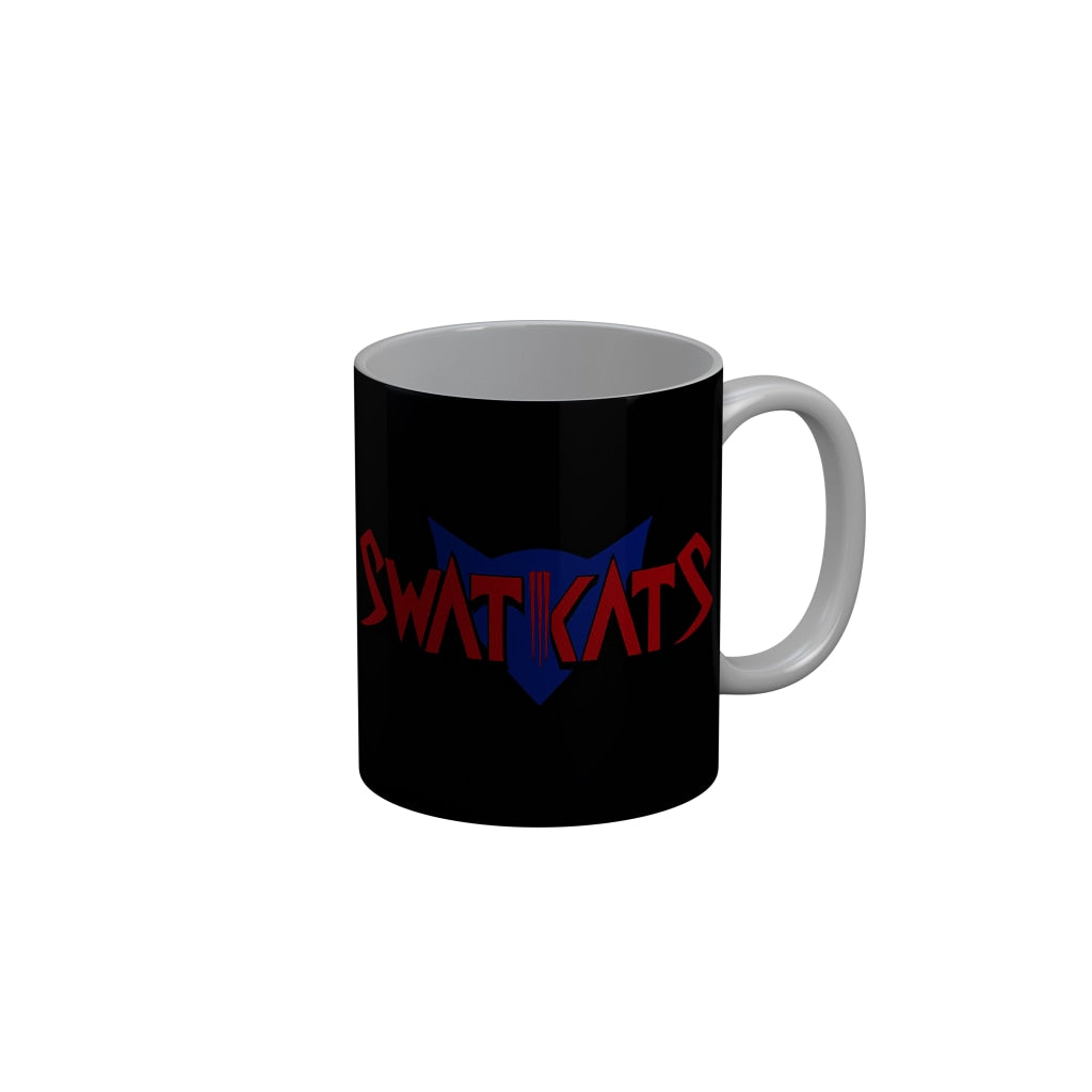 FunkyDecors Swatkats Black Quotes Ceramic Coffee Mug, 350 ml
