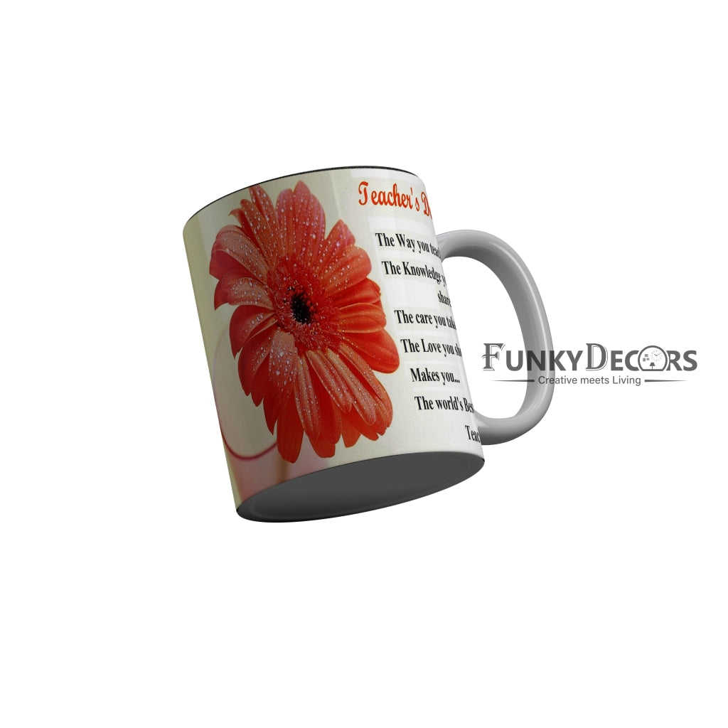 FunkyDecors Teachers Day Thank You Teacher World Greatest Teacher Gift for Teacher for Mentor Ceramic Coffee Mug