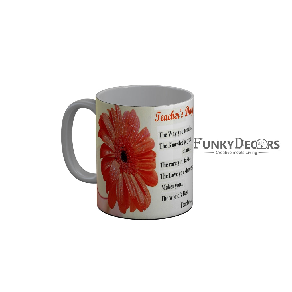 FunkyDecors Teachers Day Thank You Teacher World Greatest Teacher Gift for Teacher for Mentor Ceramic Coffee Mug