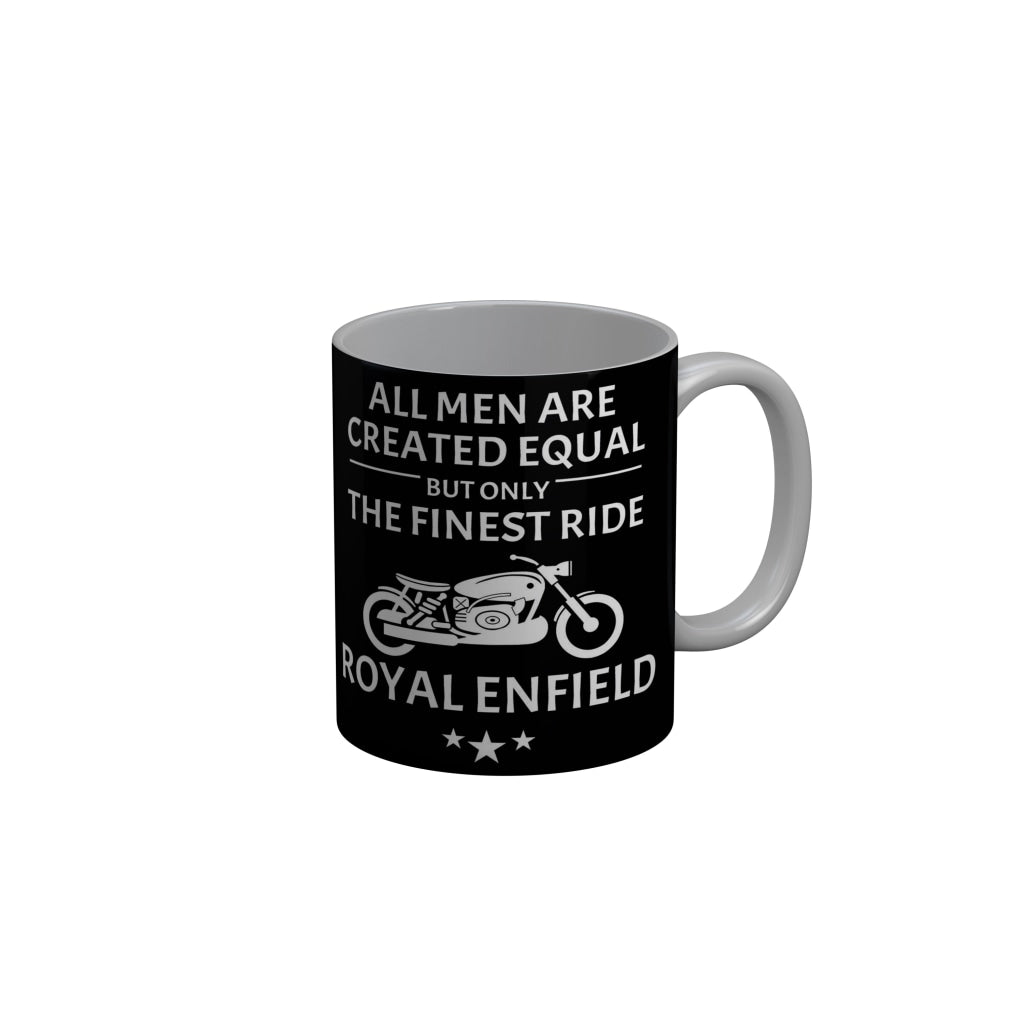 FunkyDecors The Fines Ride Royal Enfield Black Funny Quotes Ceramic Coffee Mug, 350 ml