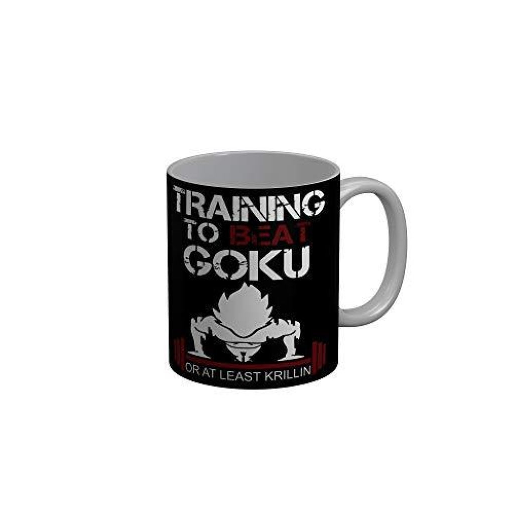 Funkydecors Training To Beat Goku Black Quotes Ceramic Coffee Mug 350 Ml Mugs