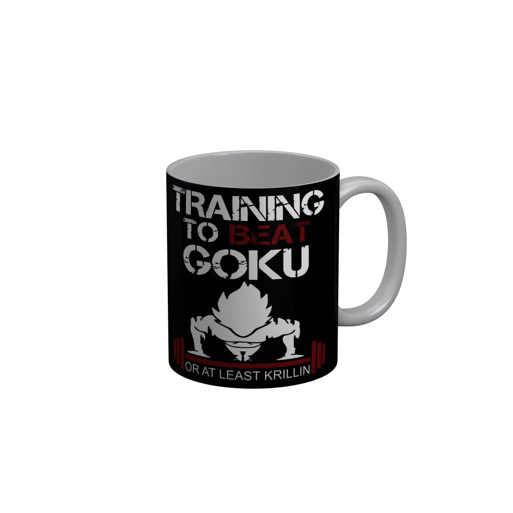 FunkyDecors Training To Beat Goku Black Quotes Ceramic Coffee Mug, 350 ml