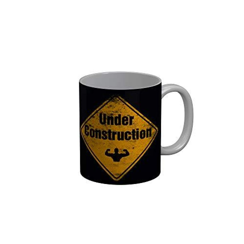 Funkydecors Under Construction Black Quotes Ceramic Coffee Mug 350 Ml Mugs