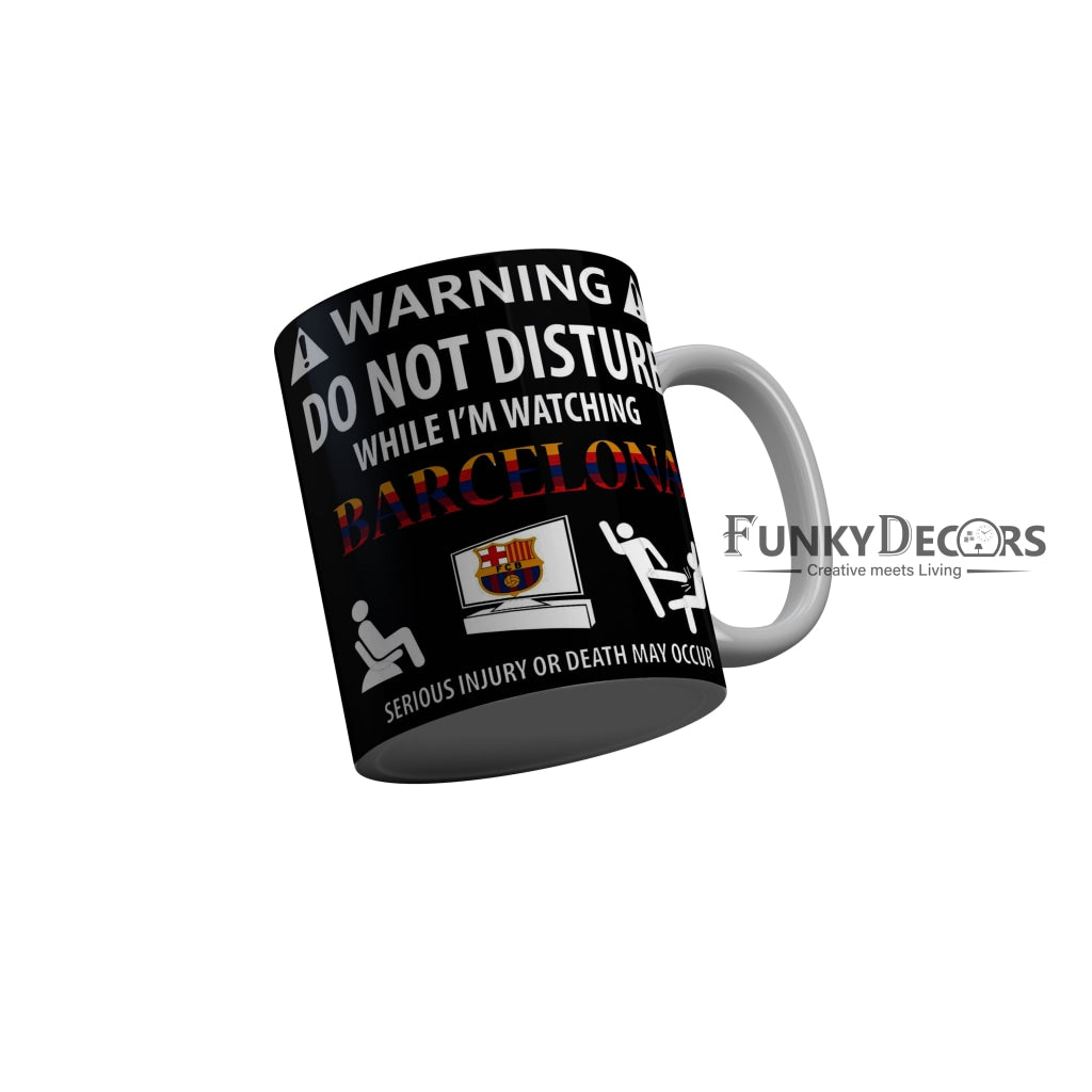 FunkyDecors Warning Do Not Disturb Black Funny Quotes Ceramic Coffee Mug, 350 ml