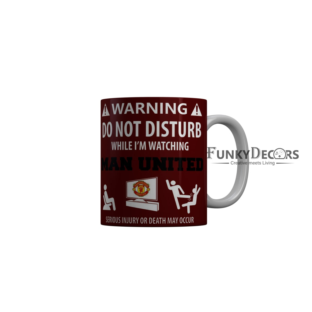 FunkyDecors Warning Do Not Disturb Red Funny Quotes Ceramic Coffee Mug, 350 ml