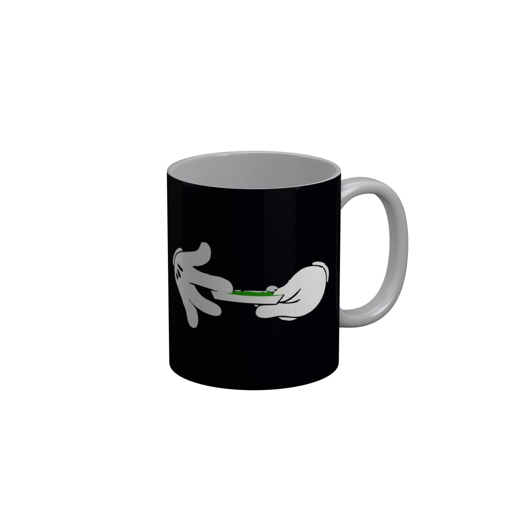 FunkyDecors Weed Black Funny Quotes Ceramic Coffee Mug, 350 ml
