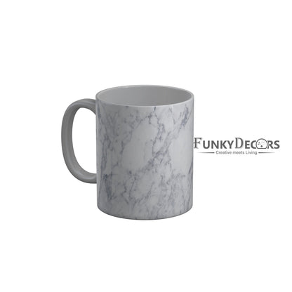 FunkyDecors White Marble Pattern Ceramic Coffee Mug