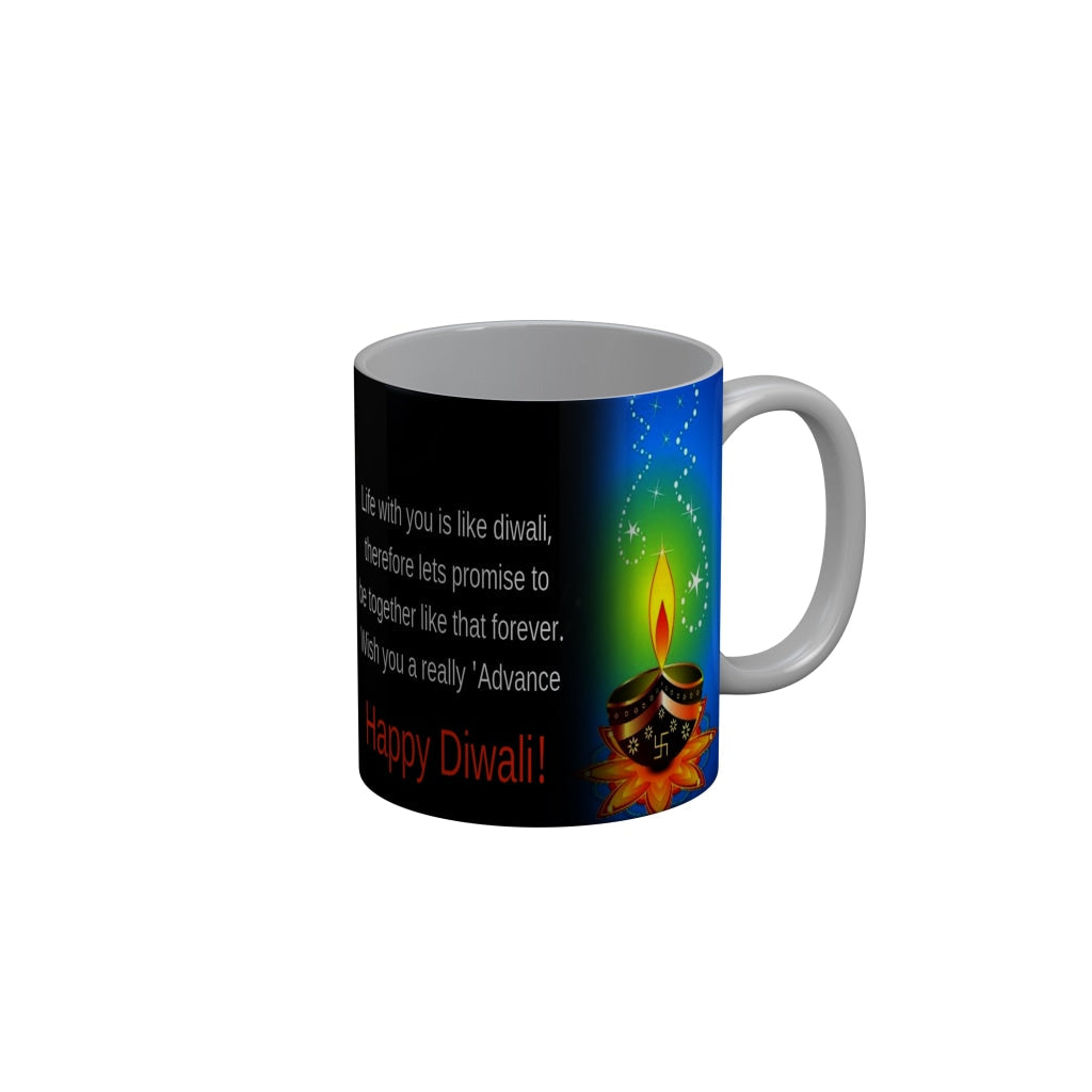 FunkyDecors Wish you a really advance Happy DiwaliCeramic Mug, 350 ML, Multicolor