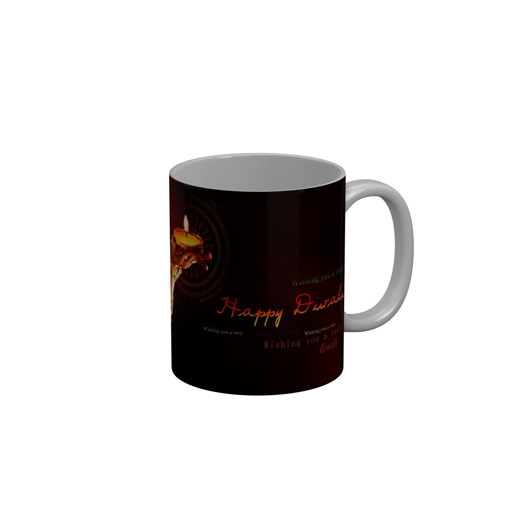 FunkyDecors Wishing you a very Happy Diwali Ceramic Mug, 350 ML, Multicolor