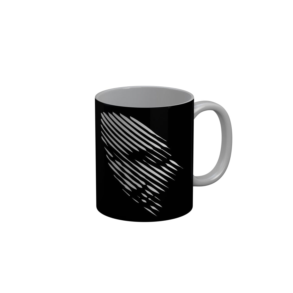 FunkyDecors Women Face Black Ceramic Coffee Mug, 350 ml
