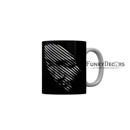 FunkyDecors Women Face Black Ceramic Coffee Mug, 350 ml