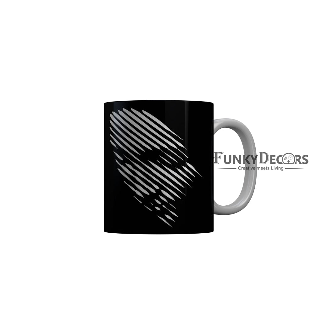 FunkyDecors Women Face Black Ceramic Coffee Mug, 350 ml