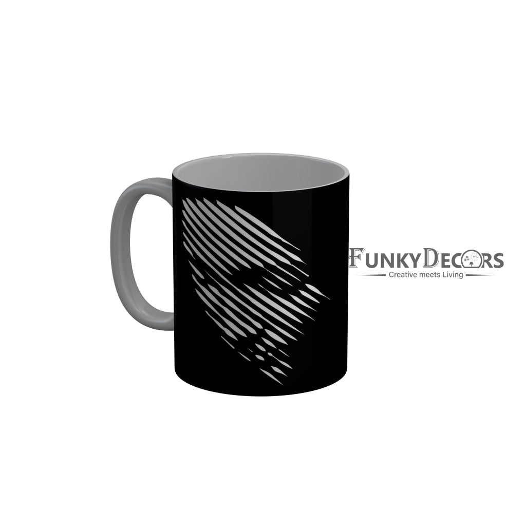 FunkyDecors Women Face Black Ceramic Coffee Mug, 350 ml