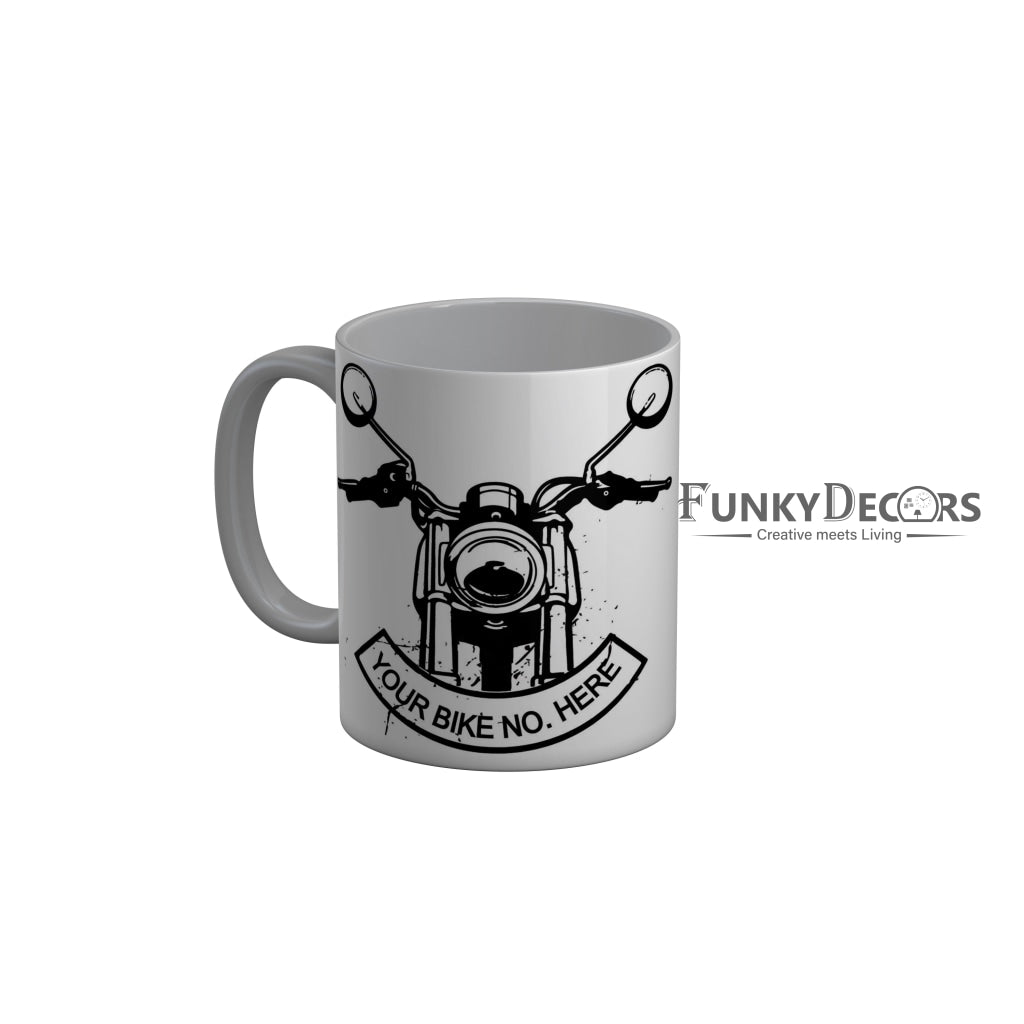 FunkyDecors Your Bike White Ceramic Coffee Mug, 350 ml