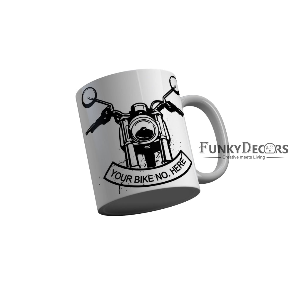 FunkyDecors Your Bike White Ceramic Coffee Mug, 350 ml