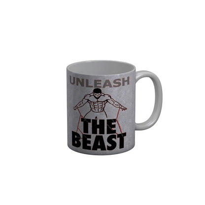 FunkyDecorsUnleash The Beast Grey Quotes Ceramic Coffee Mug, 350 ml