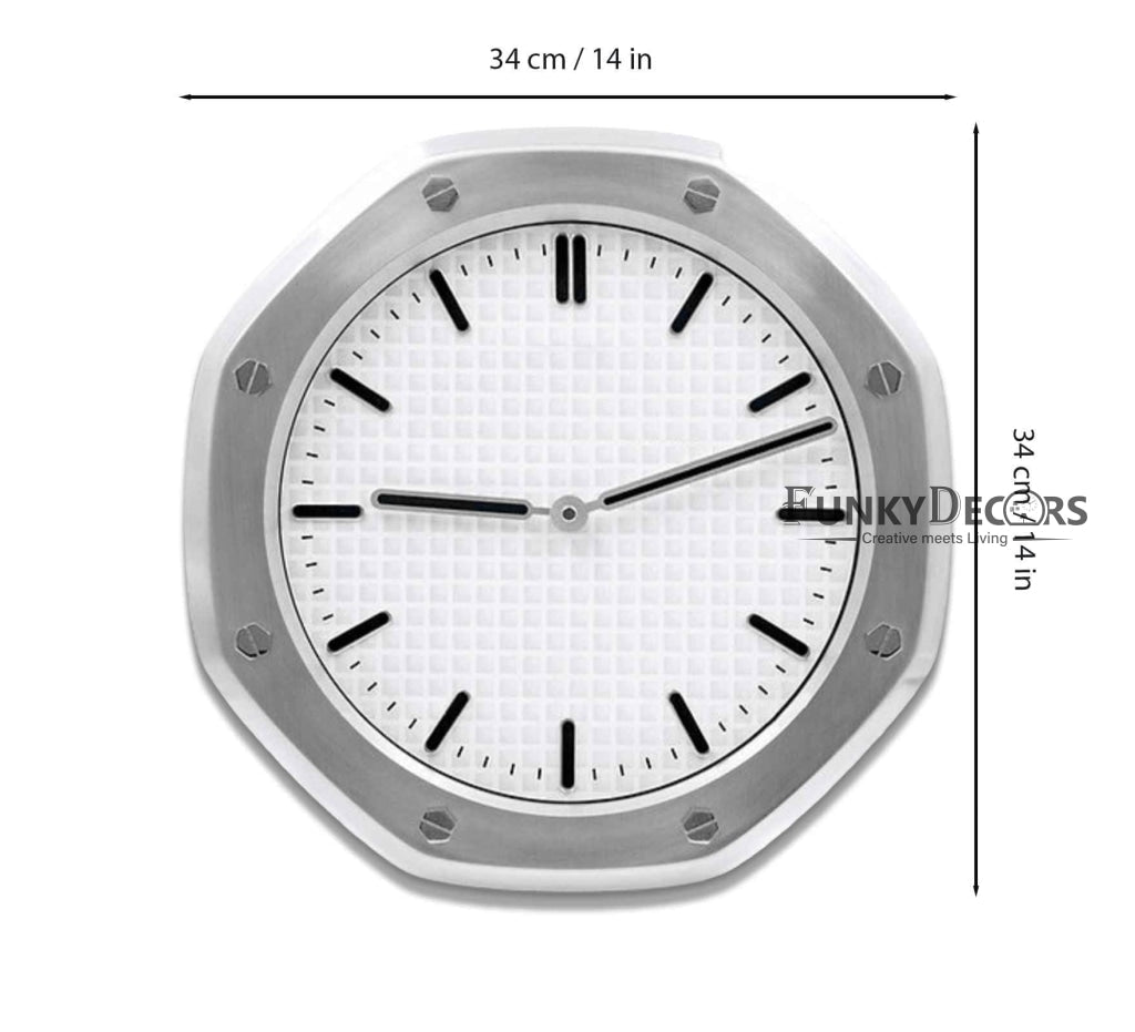 FunkyDecors Ap Luxury Stainless Steel Wall Clock For Royal Home And Bungalows Watch Clocks