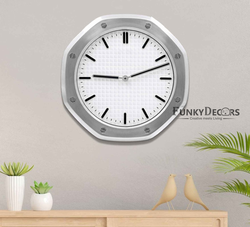 FunkyDecors Ap Luxury Stainless Steel Wall Clock For Royal Home And Bungalows Watch Clocks
