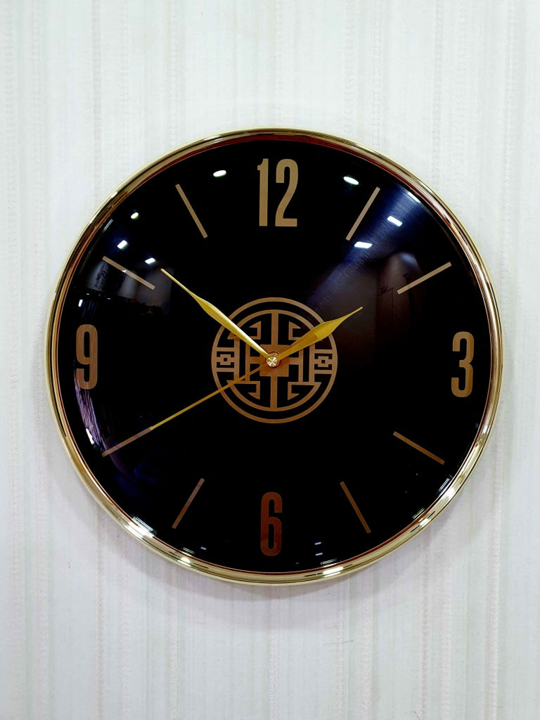 FunkyDecors Black Golden Minimal Wall Clock Watch Decor For Home Office And Gifts 35 Cm Tall