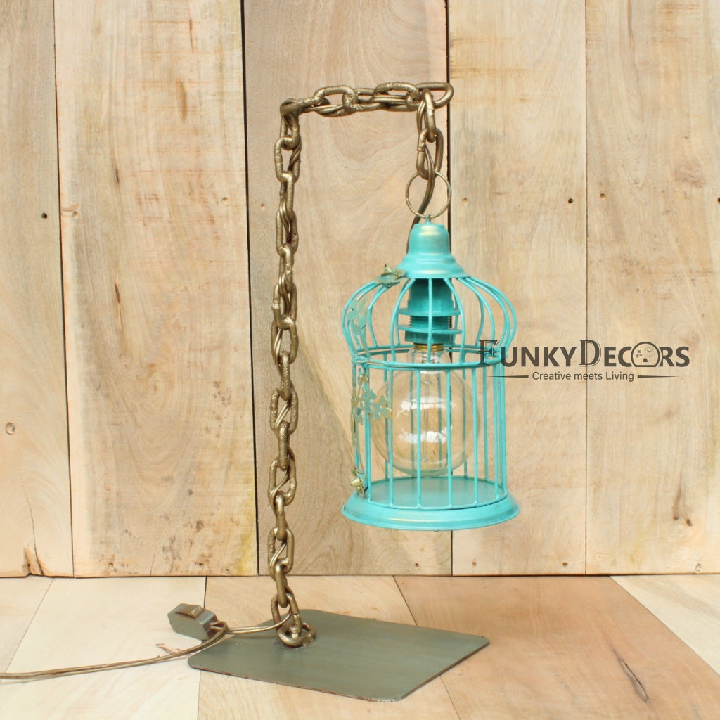 FunkyDecors Designer Metal Bird Cage Chain Table Lamp