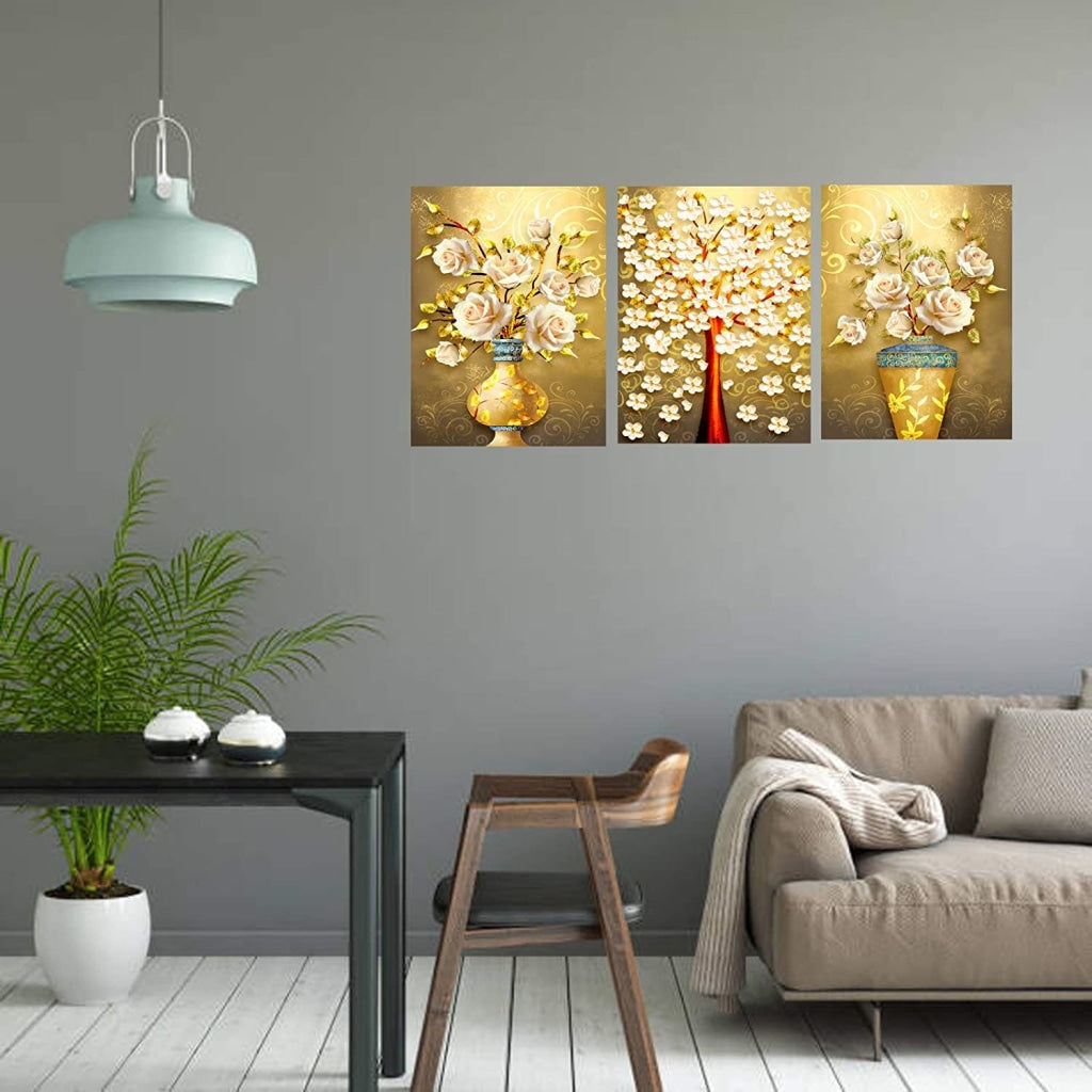 Funkytradition Designer Wood Floral Painting For Living Room Bedroom Kids Home And Office Decor
