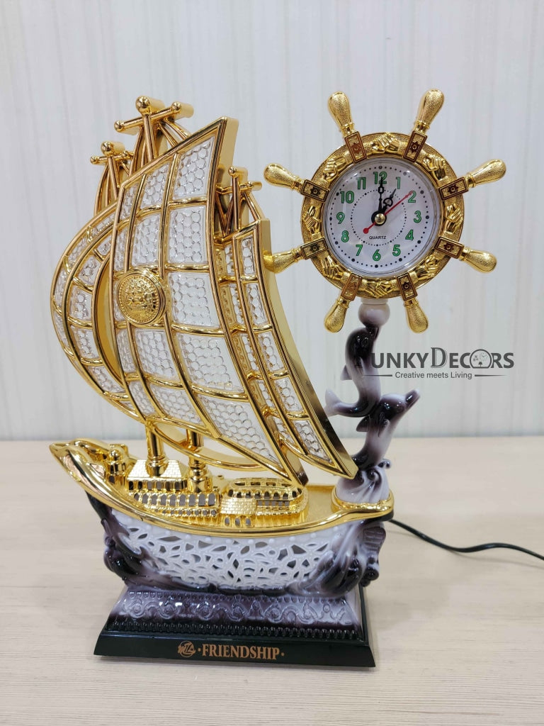 FunkyDecors Elegant Design Table Lamp With Compass Shape Alarm Clock For Christmas Anniversary