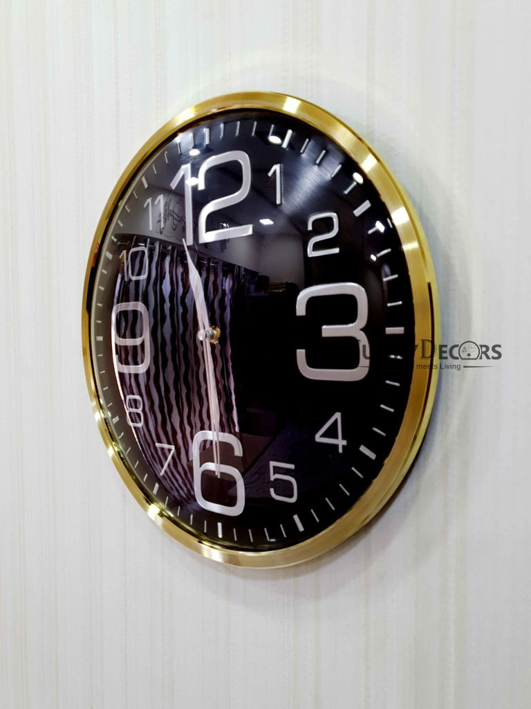 FunkyDecors Golden Black Minimal Wall Clock Watch Decor For Home Office And Gifts 36 Cm Tall