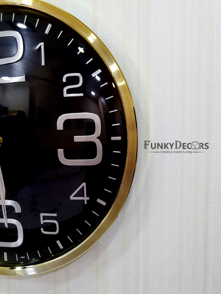 FunkyDecors Golden Black Minimal Wall Clock Watch Decor For Home Office And Gifts 36 Cm Tall