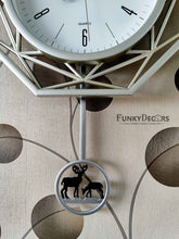 Load image into Gallery viewer, Funkytradition Hexagon Multicolor Reindeer Pendulum Wall Clock Watch Decor For Home Office And Gifts
