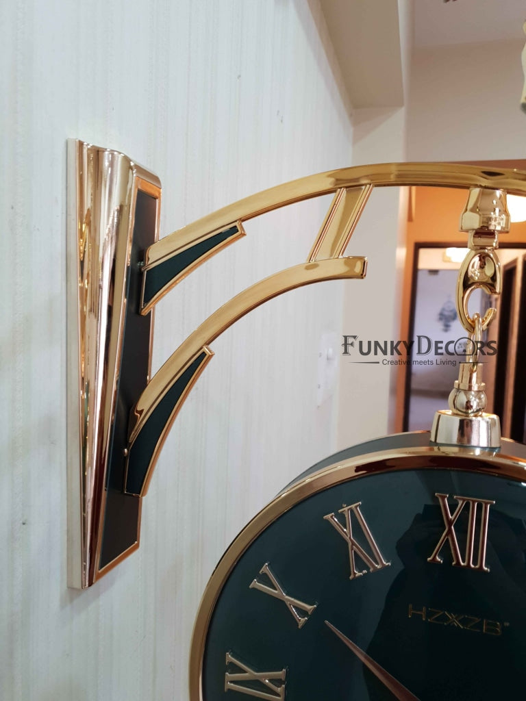 FunkyDecors Luxury Look Deer Golden Green Round Wall Hanging Double Sided 2 Faces Retro Station