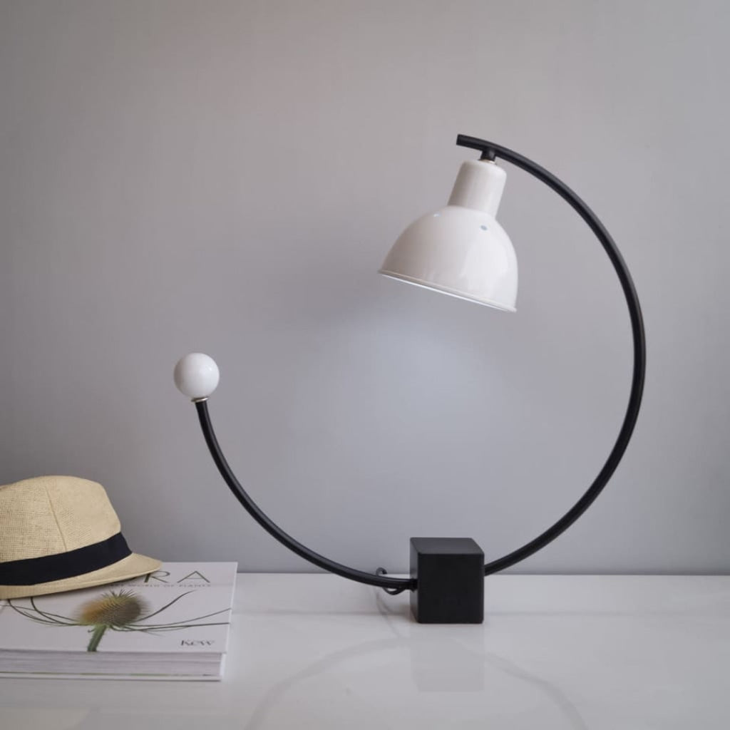FunkyDecors Metal Minimal Monochrome Hued Pattern Table Lamp