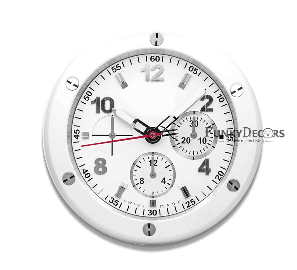 FunkyDecors Modern Luxury Stainless Steel Wall Clock For Royal Home And Bungalows Watch Clocks