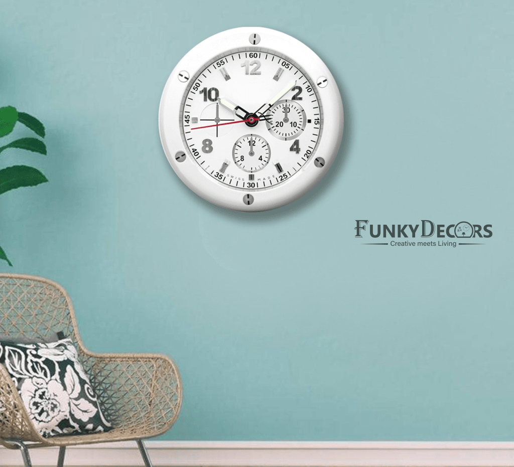 FunkyDecors Modern Luxury Stainless Steel Wall Clock For Royal Home And Bungalows Watch Clocks