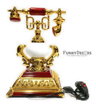 Load image into Gallery viewer, FunkyTradition Red Golden Vintage Style Telephone Table Lamp with Alarm Clock for Christmas, Anniversary, Birthday Gift, Home and Office Decor
