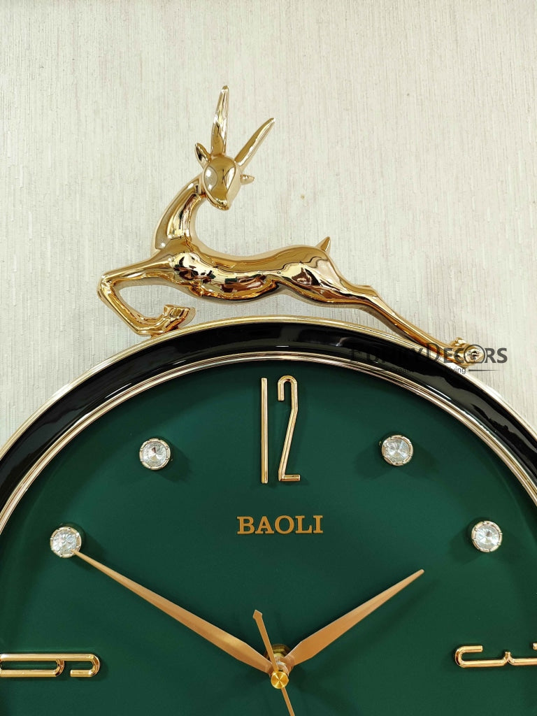 Funkytradition Rose Gold Multicolor Reindeer Pendulum Wall Clock Decor For Home Office And Gifts 60