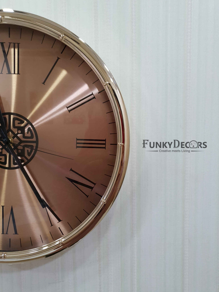 FunkyDecors Rose Golden Minimal Wall Clock Watch Decor For Home Office And Gifts 35 Cm Tall