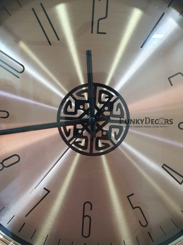 Funkytradition Rose Golden Minimal Wall Clock Watch Decor For Home Office And Gifts 35 Cm Tall