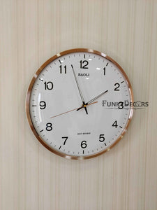 Funkytradition Golden White Minimal Wall Clock Watch Decor For Home Office And Gifts 35 Cm Tall