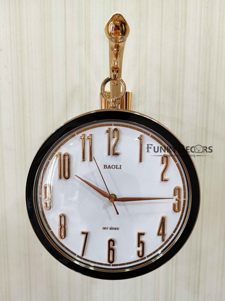 FunkyDecors Sparrow Designer Antique-Look Golden Blue-Black-White Round Wall Hanging Double Sided