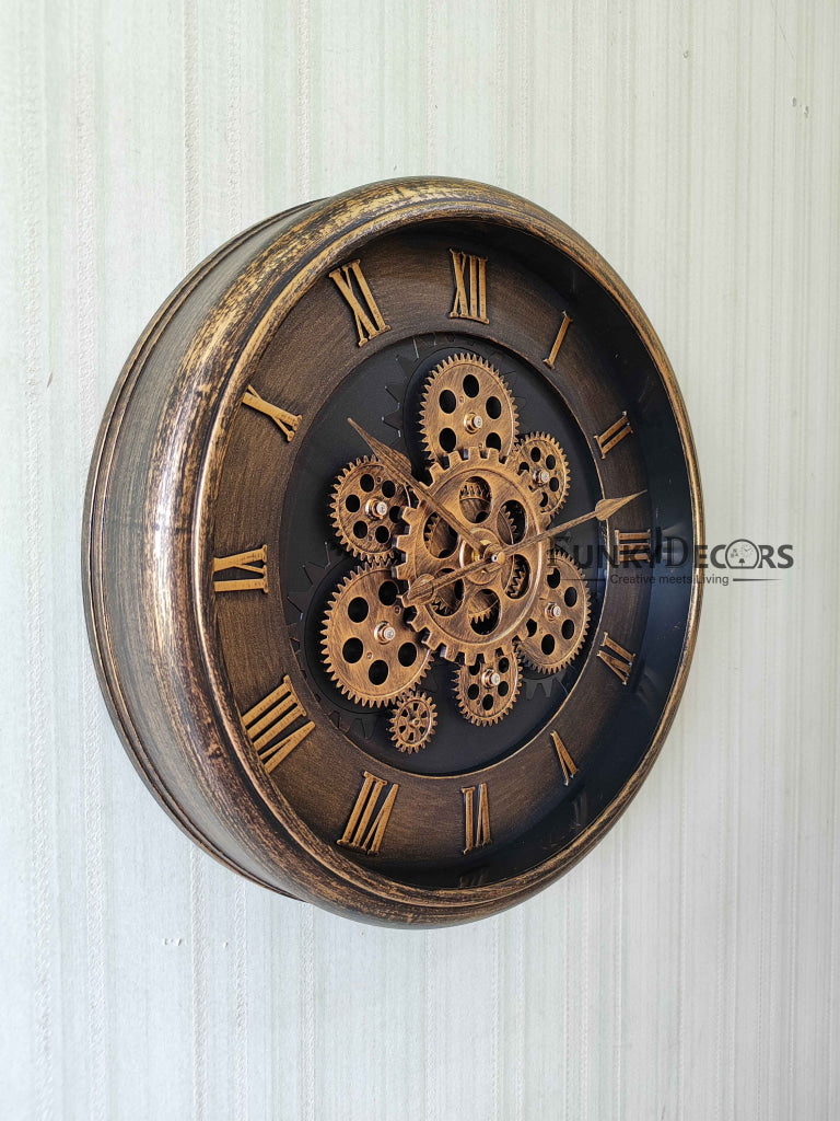 Funkytradition The Timeless Wheel Of Age Moving Gear Wall Clock Chronograph Working Watch 42 Cm Tall