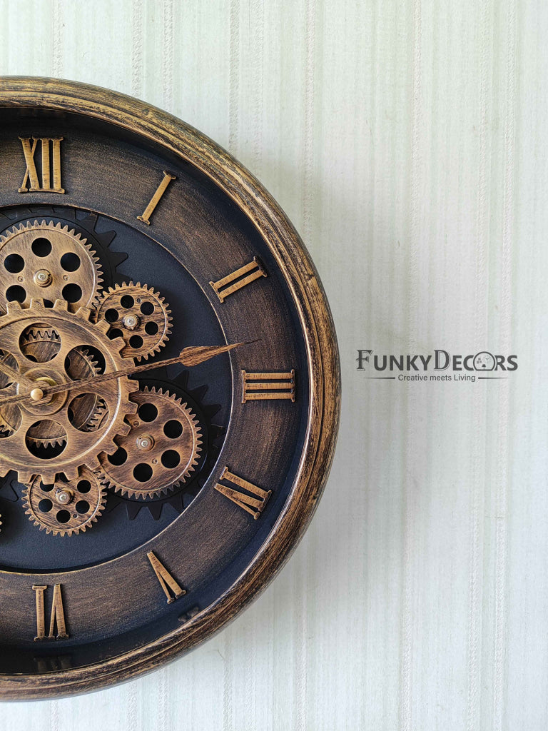 Funkytradition The Timeless Wheel Of Age Moving Gear Wall Clock Chronograph Working Watch 42 Cm Tall