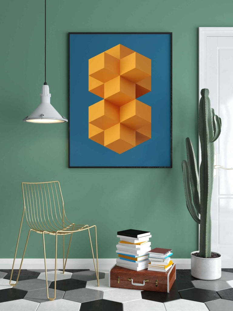 Geometric Cubic Shape Art Frame For Wall Decor- Funkydecors Xs / Black Posters Prints & Visual