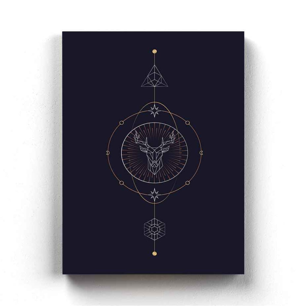 Geometric Sacred Deer Astrological Art Frame For Wall Decor- Funkydecors Xs / Canvas Posters Prints