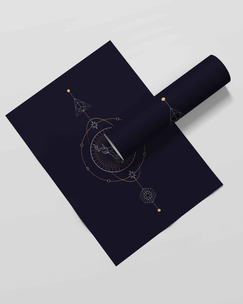 Geometric Sacred Deer Astrological Art Frame For Wall Decor- Funkydecors Xs / Roll Posters Prints &
